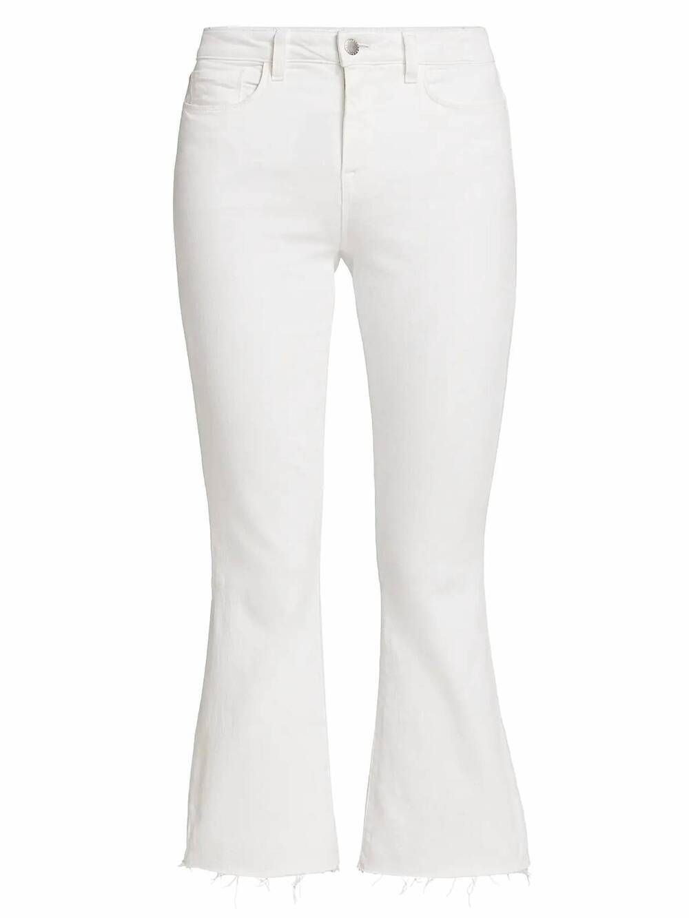 NEW L'AGENCE women's kendra high rise crop flare jeans in blanc coated